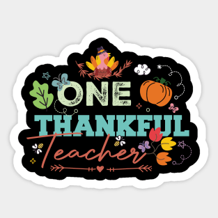 One Thankful Teacher Thanksgiving Day Sticker